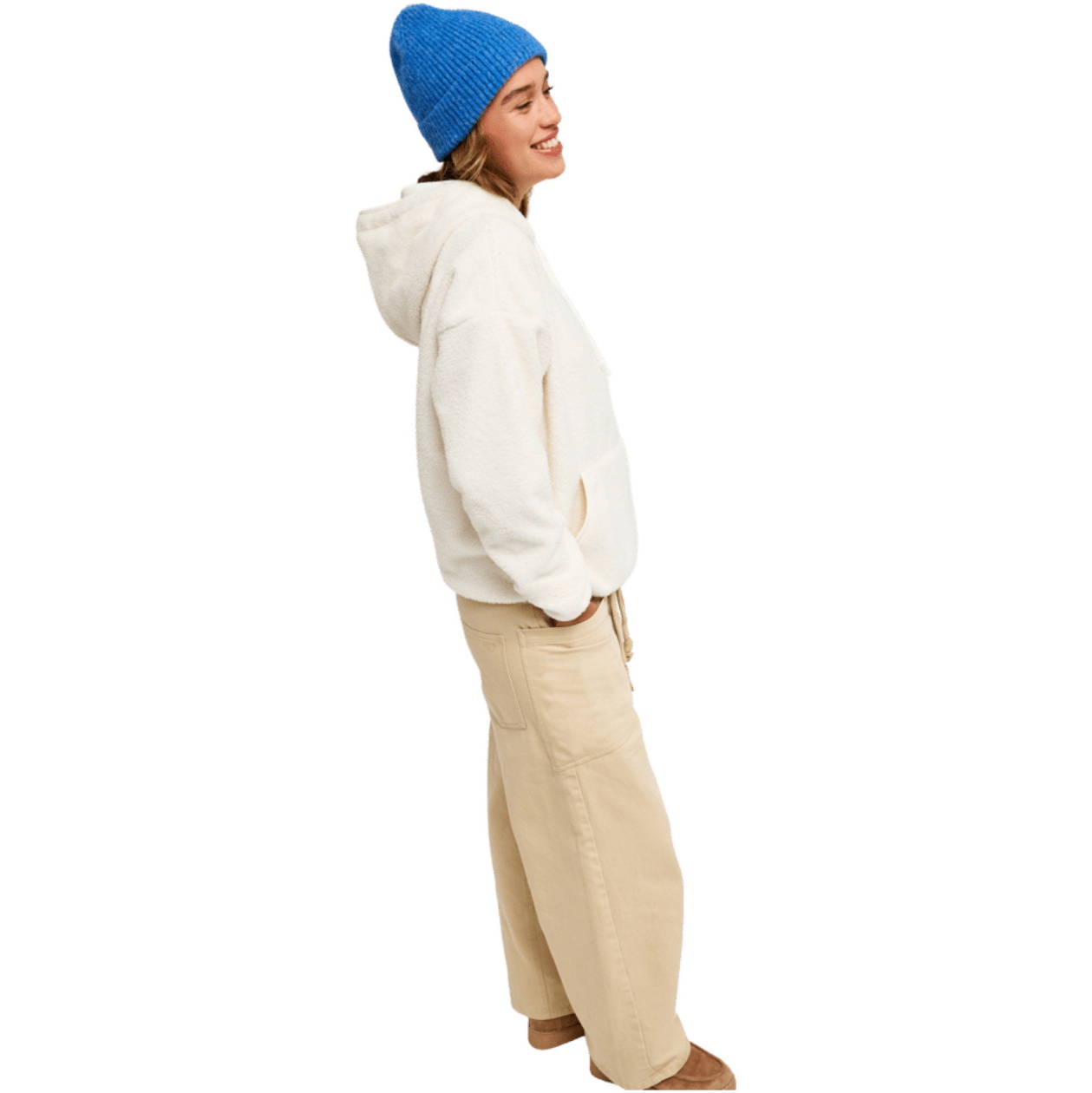 2026 Roxy Womens Cool Calling Sherpa Hoodie ERJPF03168 - Egret